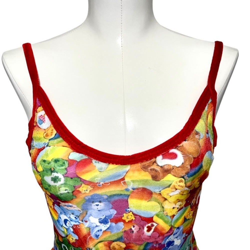 IRON FIST Care Bears Lotsa Rainbows red velvet strap microfleece dress - Picture 8 of 12